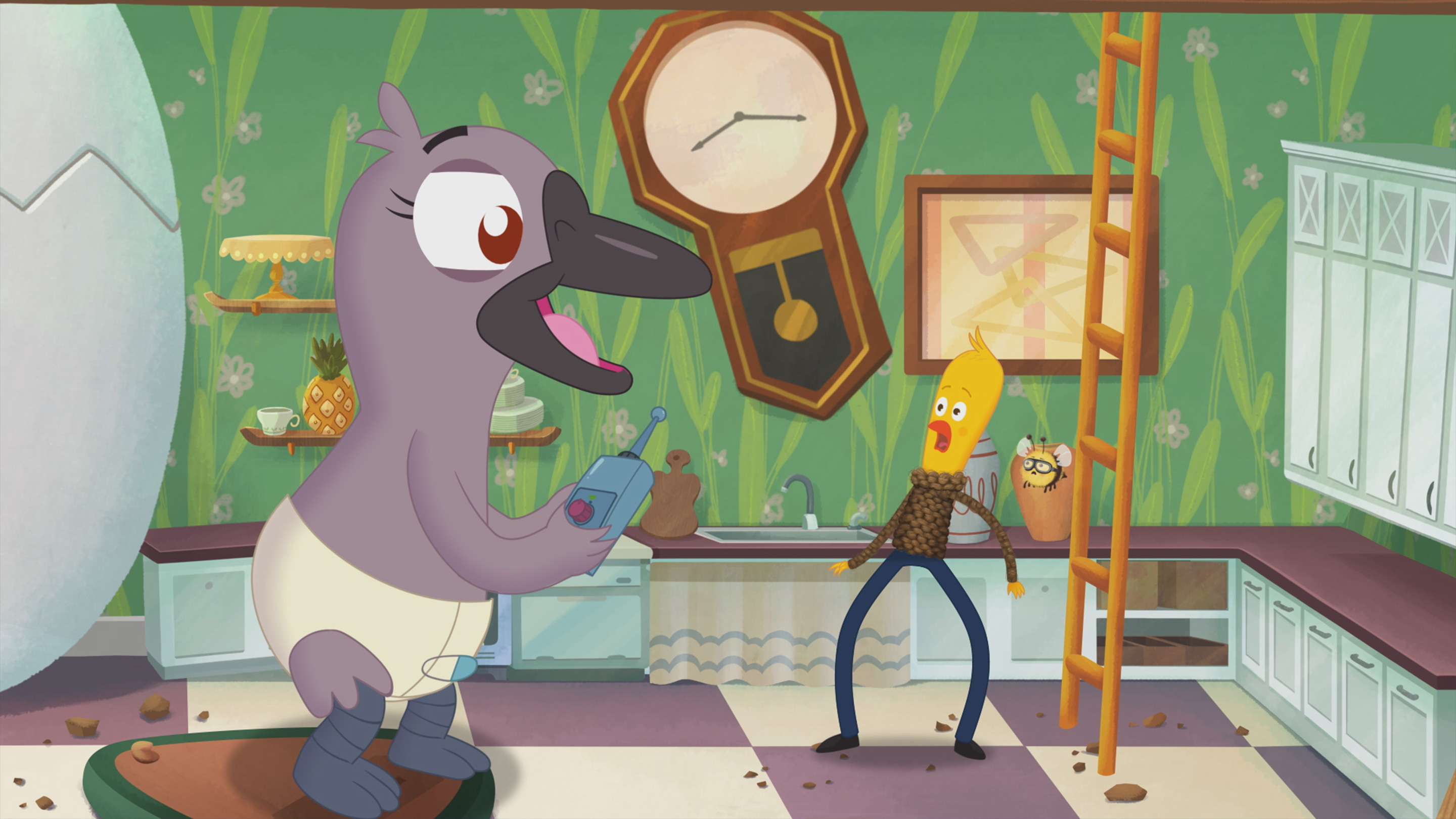 Archibald animated series still in a large colorful environment