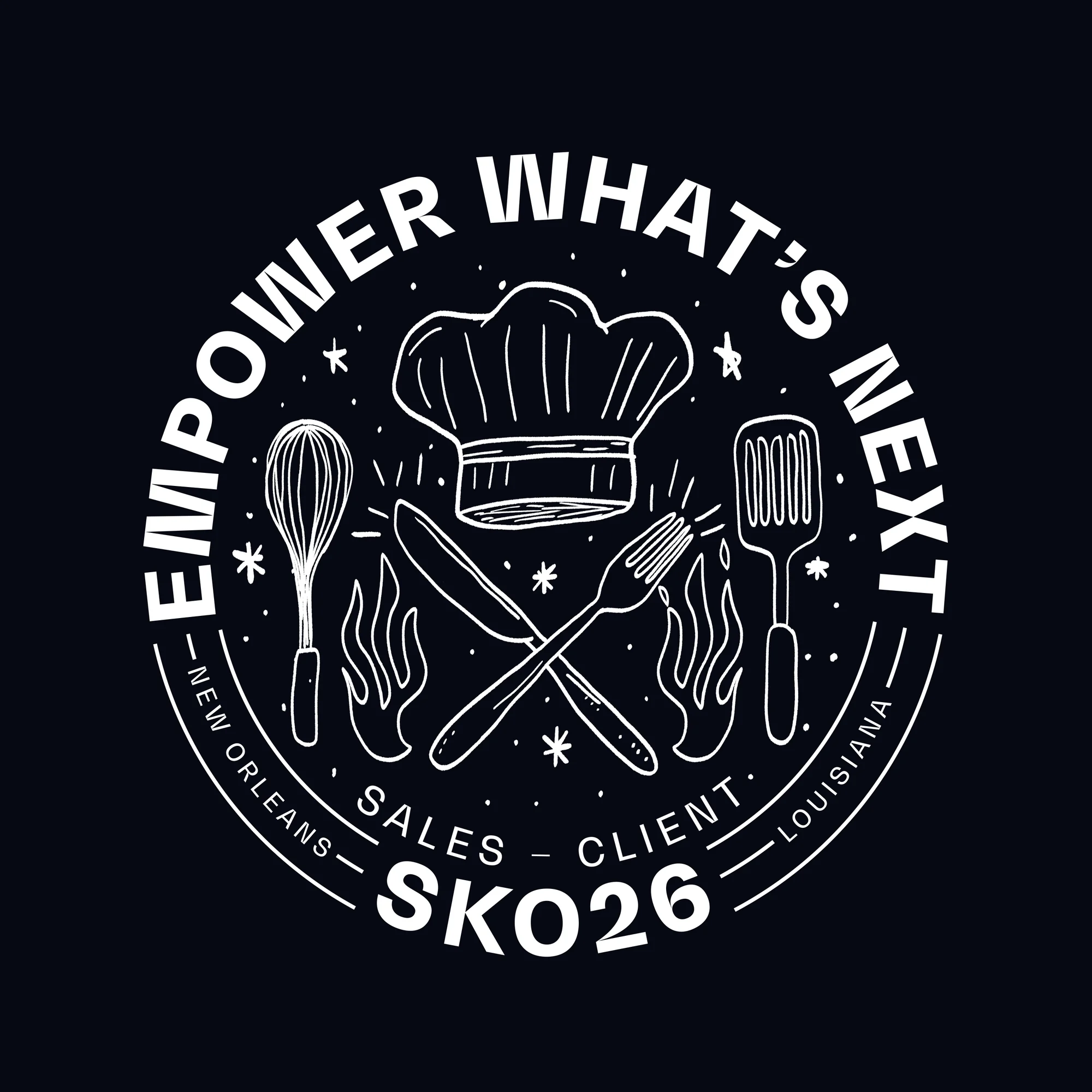 Hand-drawn Emburse chefs team emblem