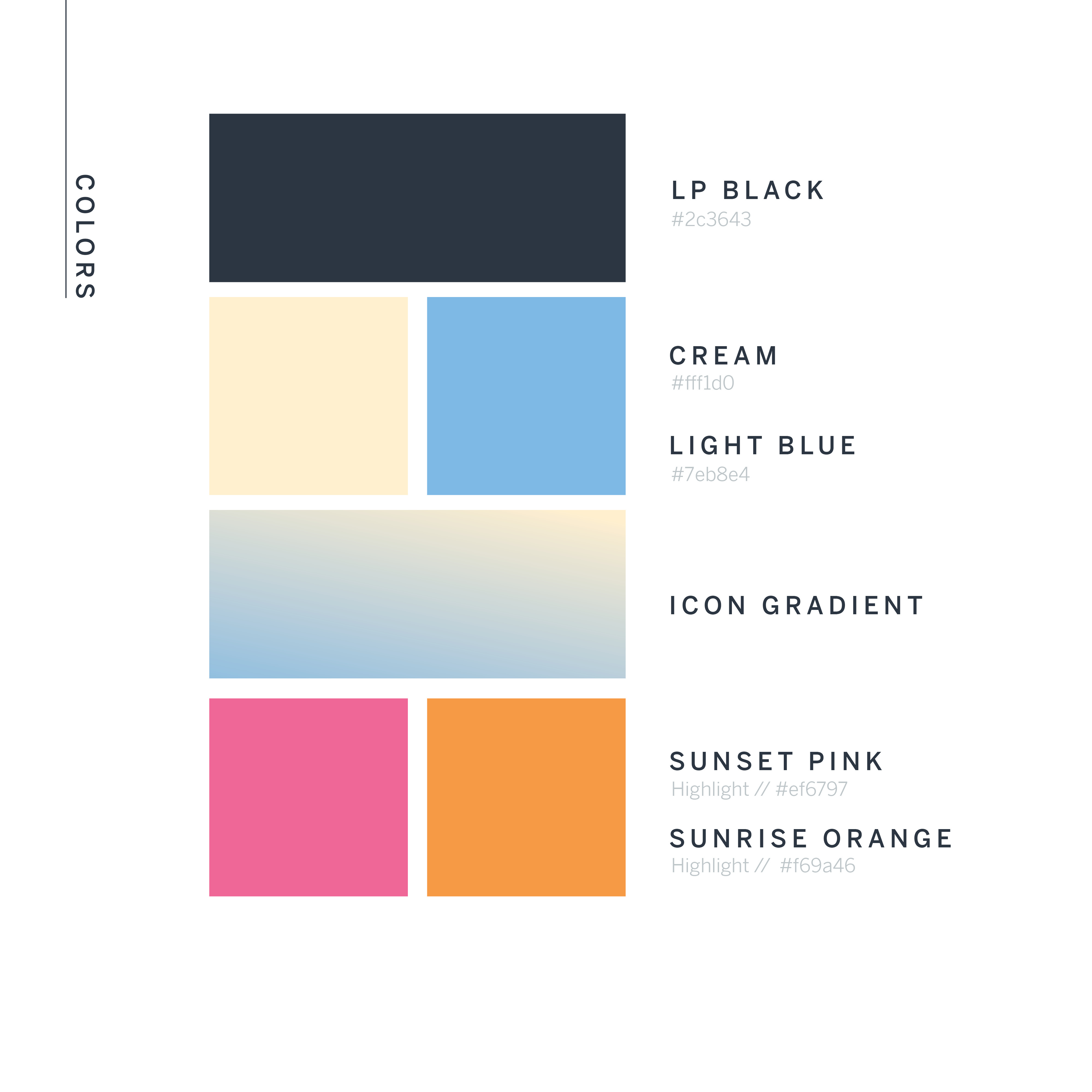 Pathfinders color palette and brand tone board