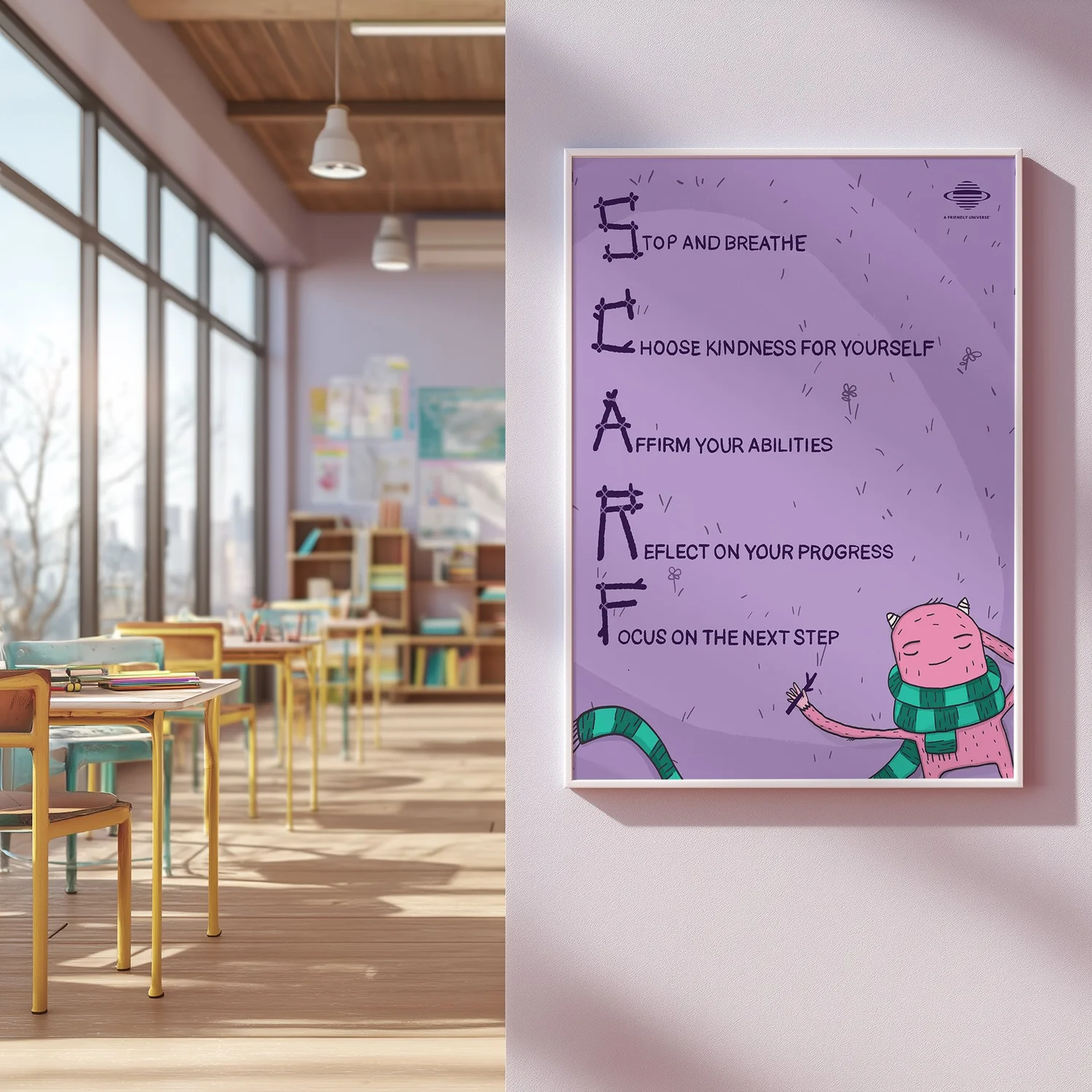 These Wild Woods classroom poster with affirmations and an illustrated character