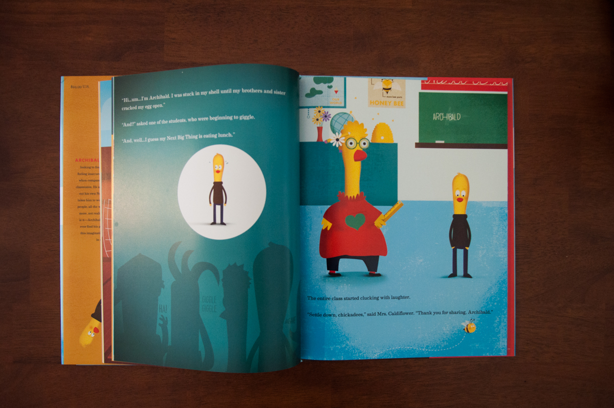 Interior spread from Archibald's Next Big Thing showing a classroom scene