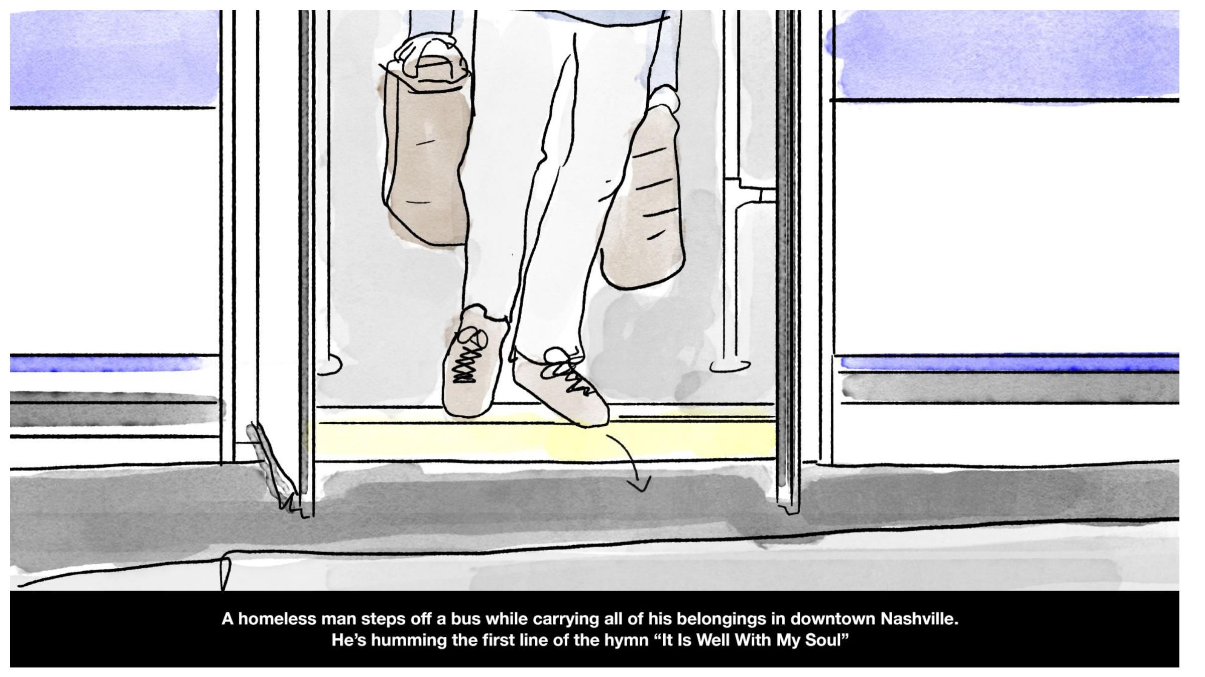 Illustrated Easter commercial storyboard frame 1